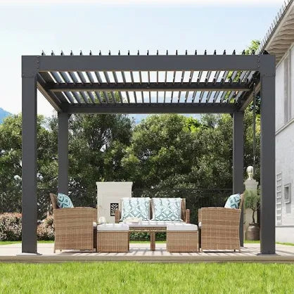 Mirador 111S Louvered Aluminum Pergola — 10 x 13 ft